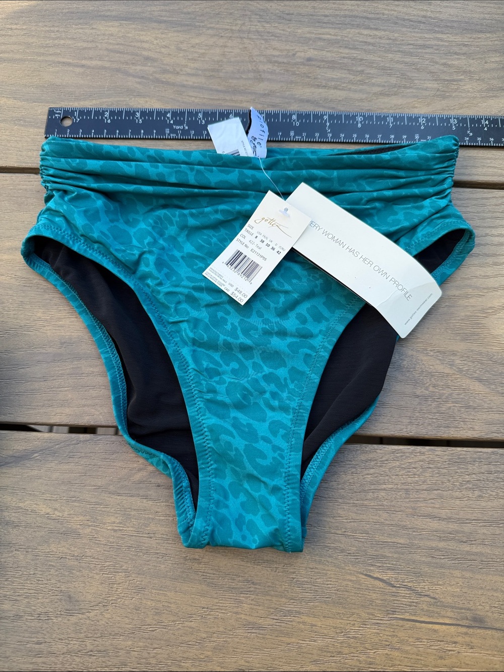 Profile By Gottex Teal Leopard High-Waist Bikini Bottoms